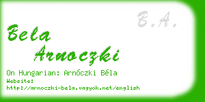 bela arnoczki business card